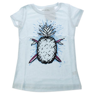 Kids Premium Crew Tee-Pineapples-Ice Blue by DelSol for Kids-1 Pc T-Shirt (YXS)